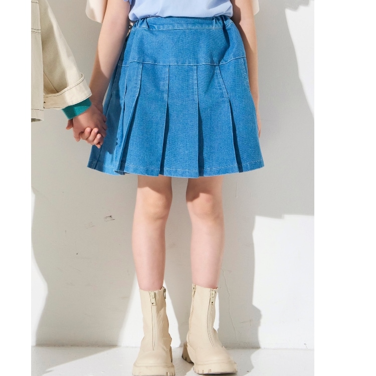 シューラルー /キッズ(SHOO・LA・RUE/Kids)の【110-140cm】インパン付きデニムプリーツスカート デニムスカート