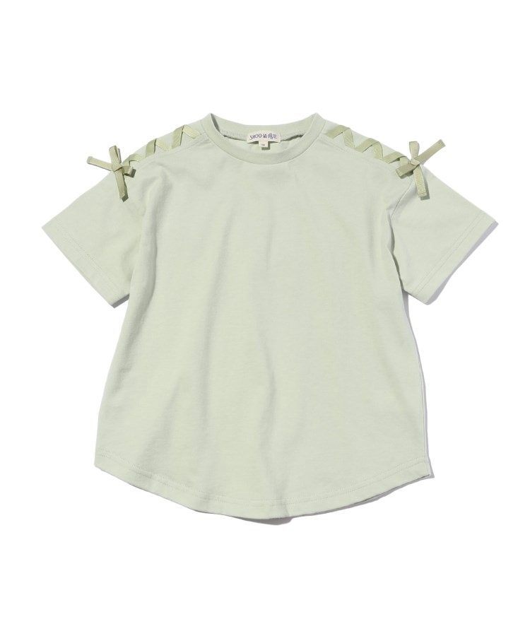 シューラルー /キッズ(SHOO・LA・RUE/Kids)の【110-140cm/吸水速乾】CVC肩レースアップTシャツ ライトグリーン(021)