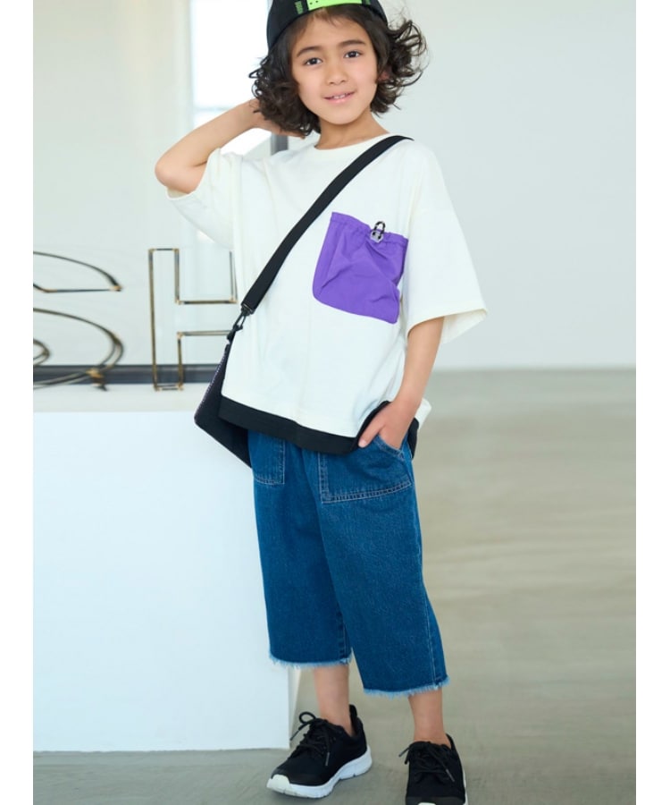 110-140cm】裾レイヤード異素材ポケットTシャツ（Ｔシャツ） | SHOO