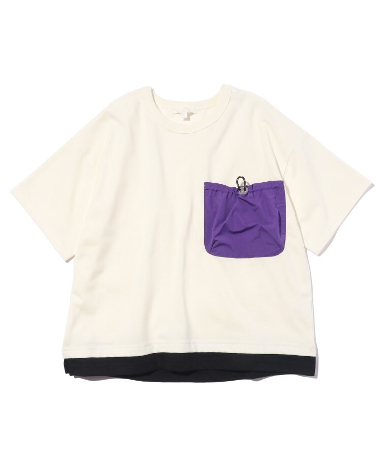 シューラルー /キッズ(SHOO・LA・RUE/Kids)の【110-140cm】裾レイヤード異素材ポケットTシャツ アイボリー(004)