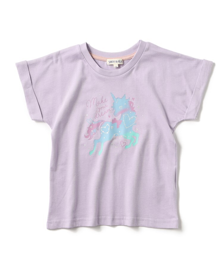 シューラルー /キッズ(SHOO・LA・RUE/Kids)の【110-140cm/接触冷感】GIRLアソートTシャツ ライトパープル(081)