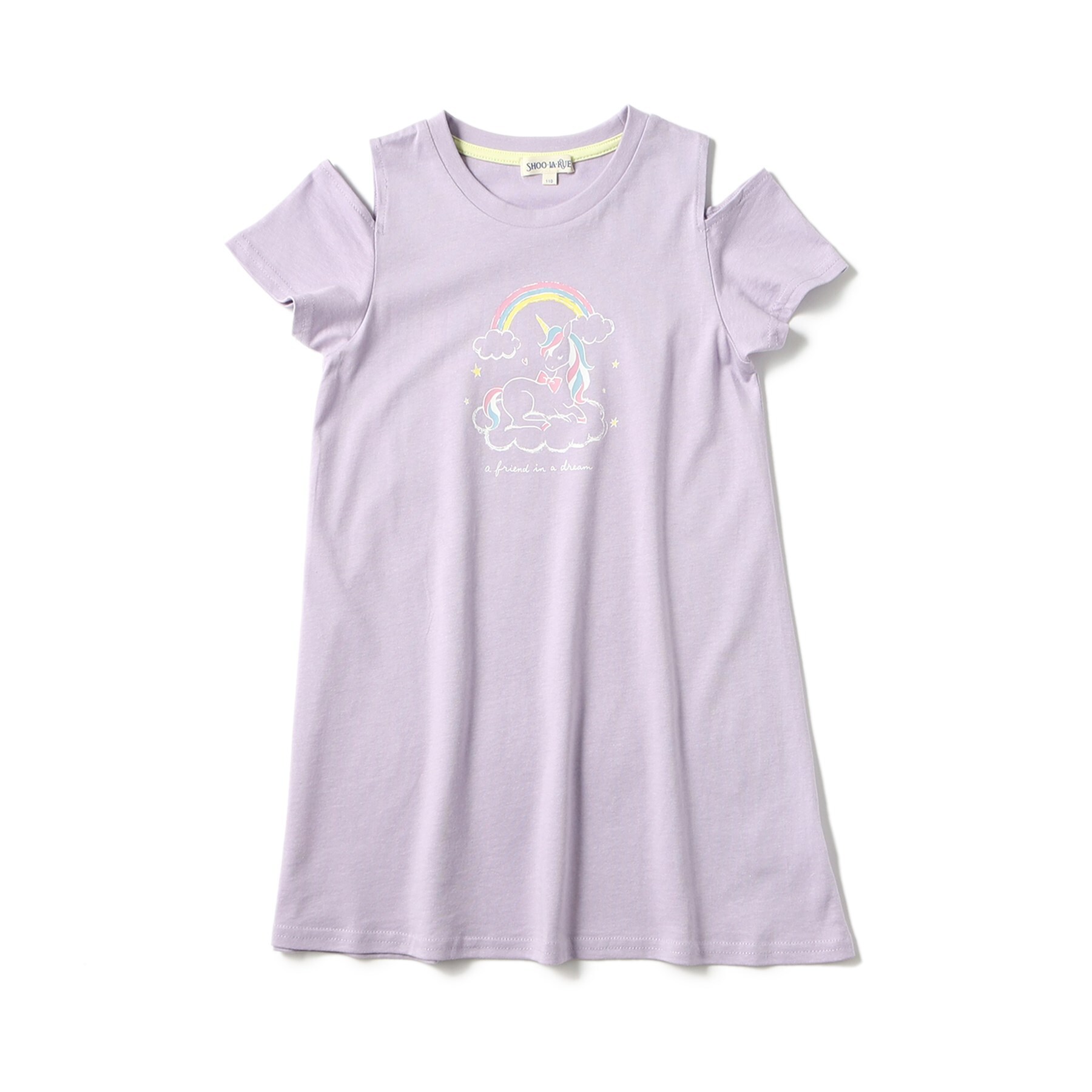 シューラルー /キッズ(SHOO・LA・RUE/Kids)の【110-140cm/接触冷感】肩あきTシャツワンピ ライトパープル(081)