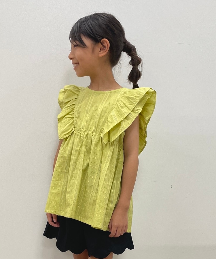 110-140cm】カットドビーフリルブラウス(シャツ・ブラウス 110-140cm】カットドビーフリルブラウス(シャツ・ブラウス