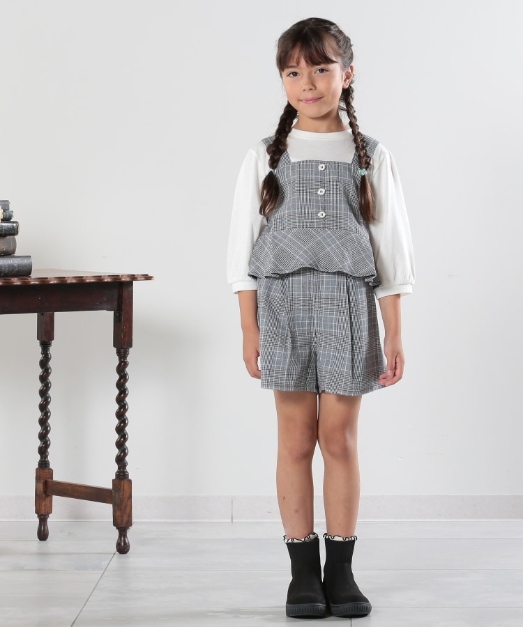 シューラルー /キッズ(SHOO・LA・RUE/Kids)の【110-140cm/2点セット】チェックビスチェ＋ショートパンツ ブラック(219)