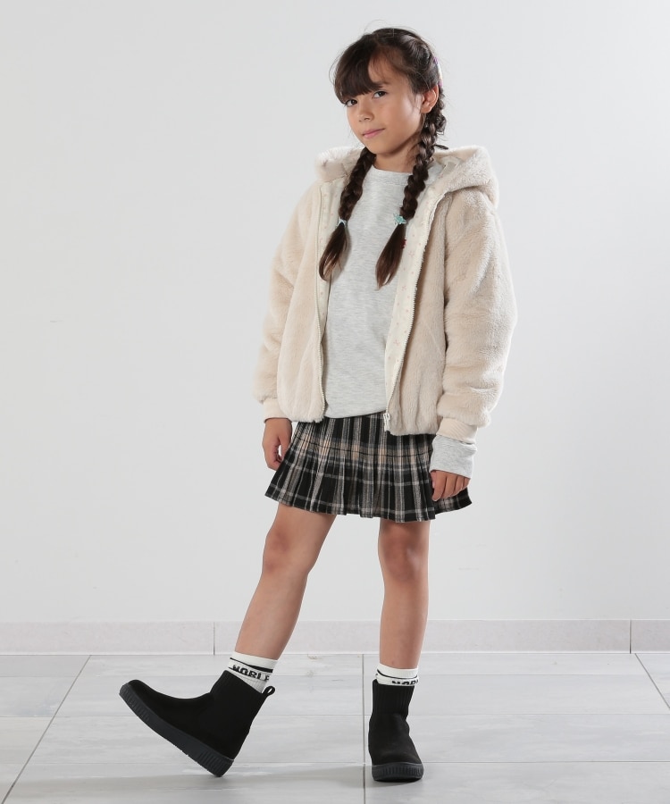 110-140cm】クマチャーム付きチェックプリーツスカート(ミニ 110-140cm】クマチャーム付きチェックプリーツスカート(ミニ