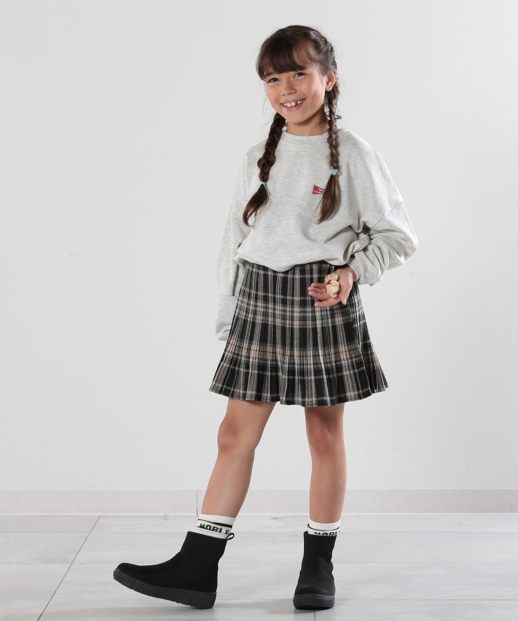 110-140cm】クマチャーム付きチェックプリーツスカート(ミニ 110-140cm】クマチャーム付きチェックプリーツスカート(ミニ