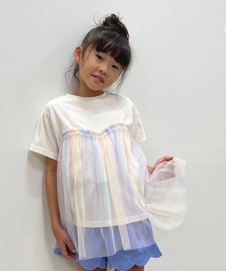 110-140cm】チュールドッキング半袖Tシャツ(Tシャツ) | SHOO 110-140cm】チュールドッキング半袖Tシャツ(Tシャツ) | SHOO