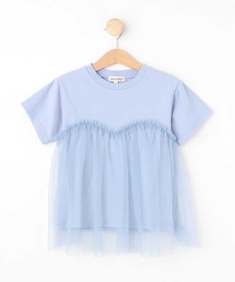 シューラルー /キッズ(SHOO・LA・RUE/Kids)の【110-140cm】チュールドッキング半袖Tシャツ ブルー(091)