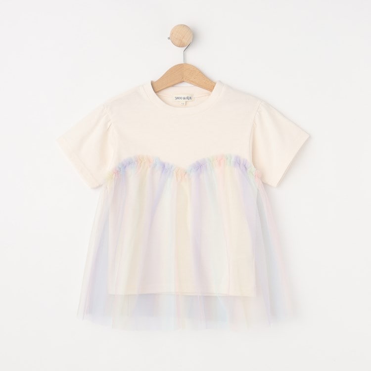 シューラルー /キッズ(SHOO・LA・RUE/Kids)の【110-140cm】チュールドッキング半袖Tシャツ Ｔシャツ
