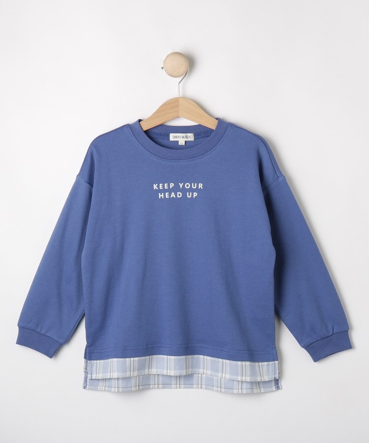 シューラルー /キッズ(SHOO・LA・RUE/Kids)の【110-140cm】裾チェック切替長袖トップス ブルー(092)