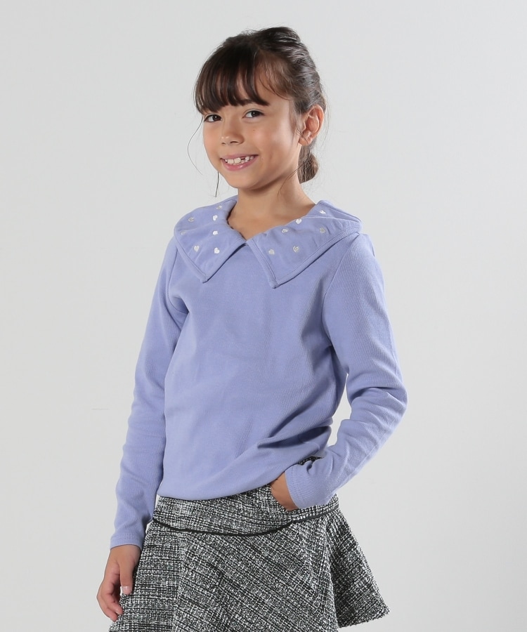 シューラルー /キッズ(SHOO・LA・RUE/Kids)の【110-140cm】刺繍衿つきテレコロンT ラベンダー(080)