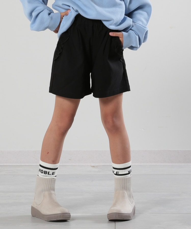 シューラルー /キッズ(SHOO・LA・RUE/Kids)の【110-140cm】ストレッチ裏起毛フリルポケットショートパンツ ブラック(019)