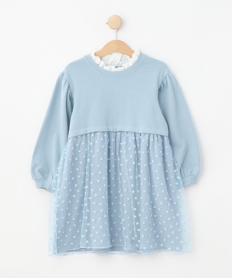 シューラルー /キッズ(SHOO・LA・RUE/Kids)の【110-140cm】ハートチュール使いドッキングワンピース サックスブルー(090)