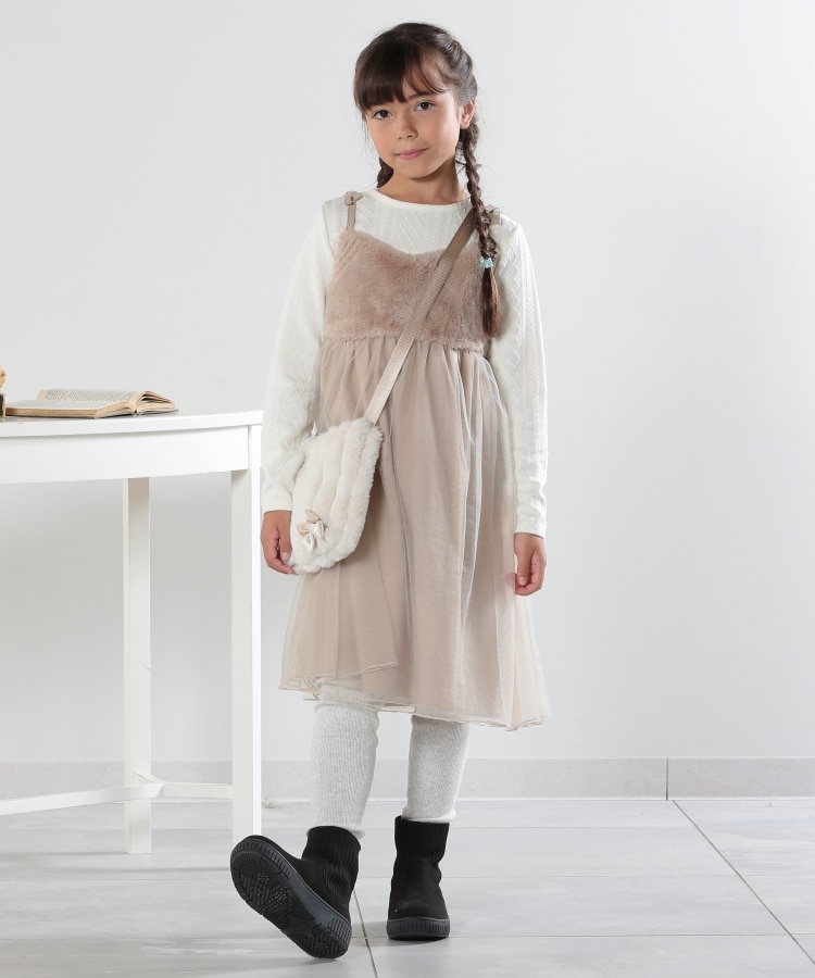 シューラルー /キッズ(SHOO・LA・RUE/Kids)の【110-140cm】 心ときめく フェイクファー×チュール ドッキングワンピース9