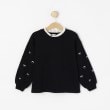 シューラルー /キッズ(SHOO・LA・RUE/Kids)の【110-140cm/洗える】お袖のリボン刺繍がアクセント　レイヤード風デザインスウェット ブラック(019)