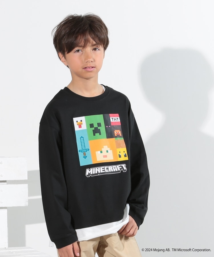 シューラルー /キッズ(SHOO・LA・RUE/Kids)の【マインクラフト】レイヤード風ロンT ブラック(019)