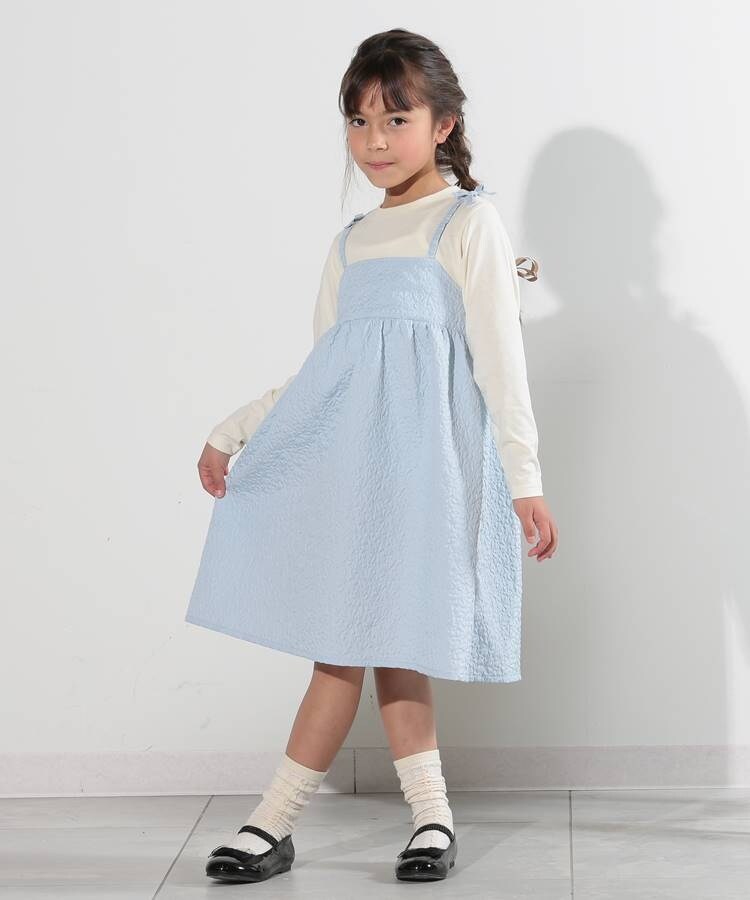 シューラルー /キッズ(SHOO・LA・RUE/Kids)の【110-140cm】エンボス使いドッキングキャミワンピース サックスブルー(090)