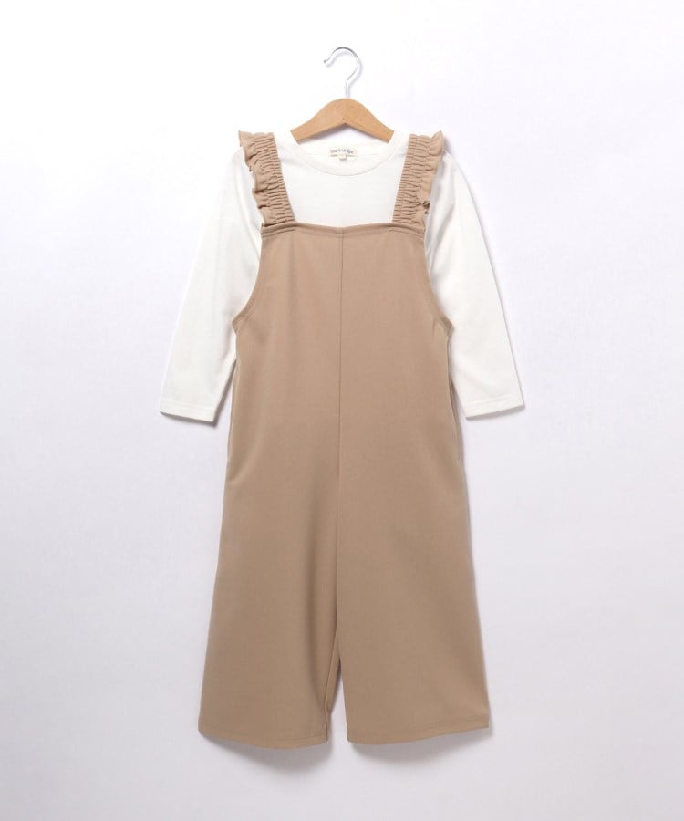 110-140cm/2点セット】フリルサロペット+ロンT(セットアップ 110-140cm/2点セット】フリルサロペット+ロンT(セットアップ