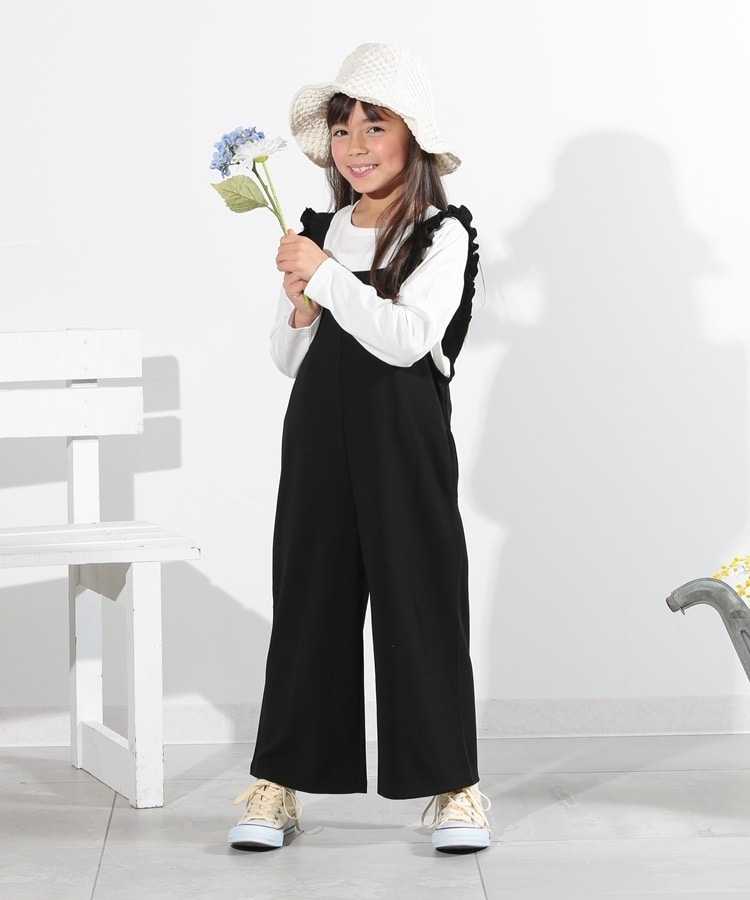 110-140cm/2点セット】フリルサロペット+ロンT(セットアップ 110-140cm/2点セット】フリルサロペット+ロンT(セットアップ