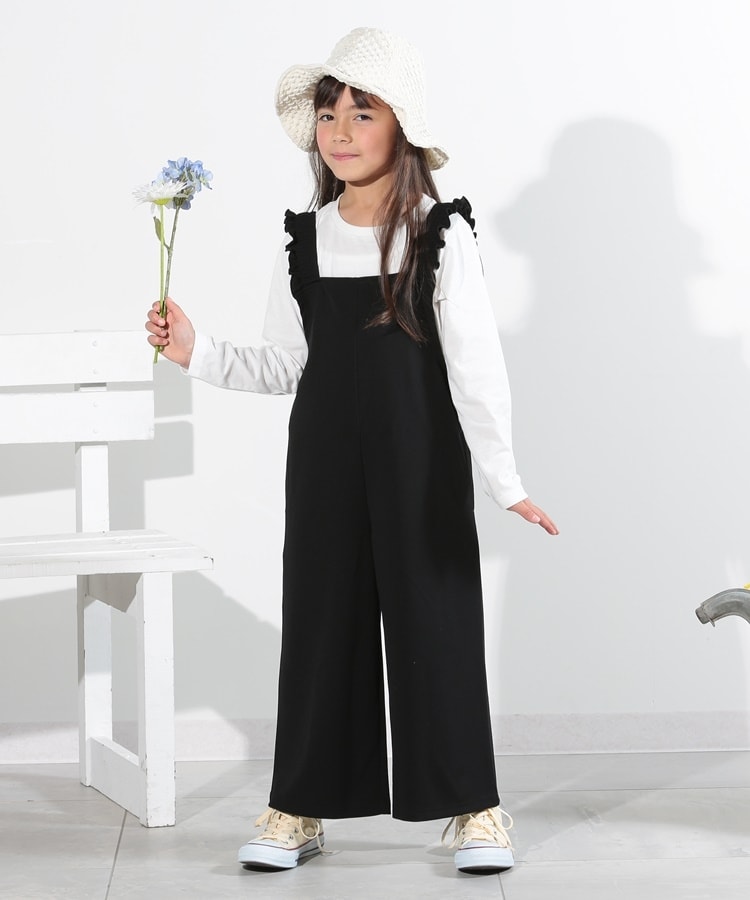 シューラルー /キッズ(SHOO・LA・RUE/Kids)の【110-140cm/2点セット】フリルサロペット＋ロンT ブラック(019)