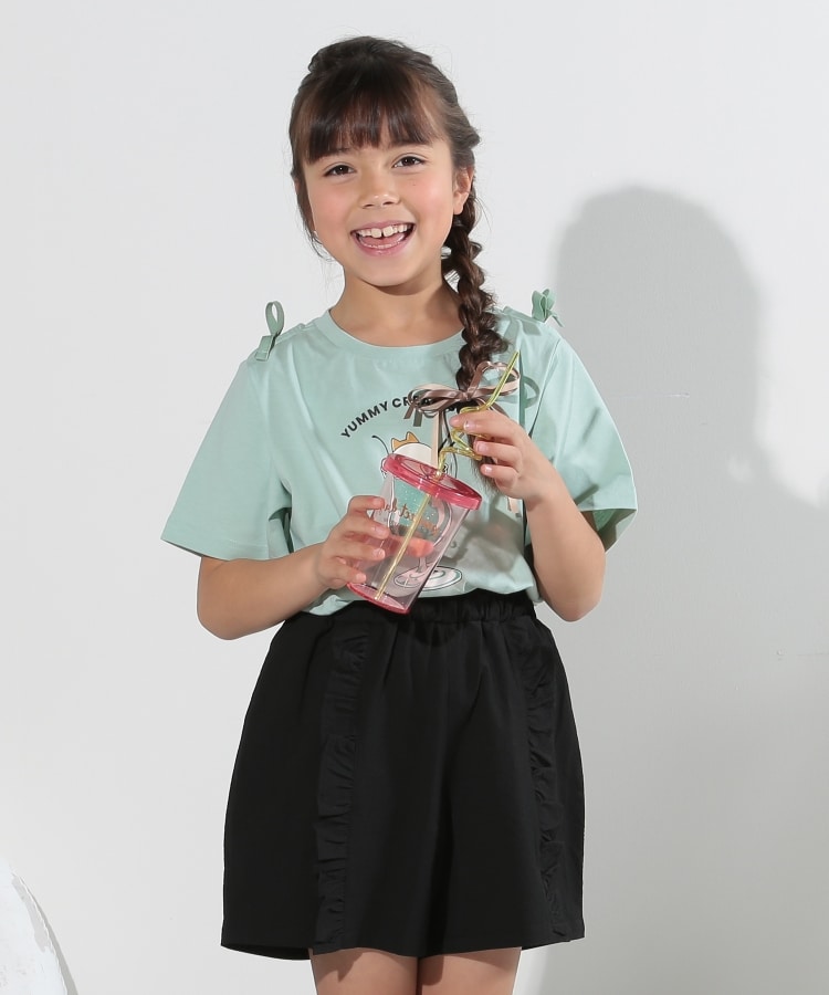 110-140cm】肩開きリボン使いTシャツ(Tシャツ) | SHOO・LA 110-140cm】肩開きリボン使いTシャツ(Tシャツ) | SHOO・LA