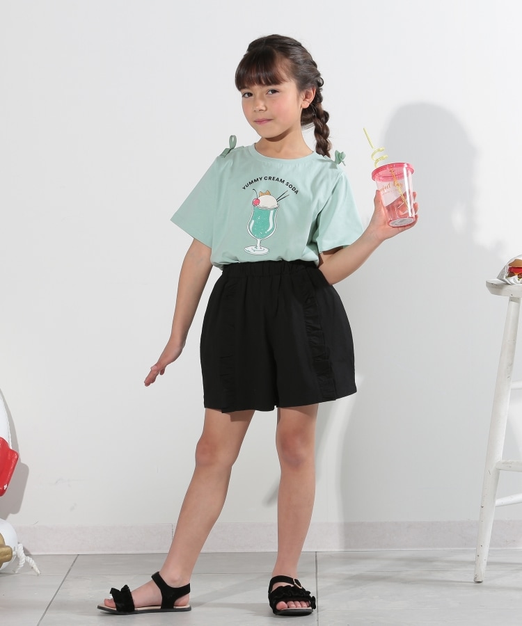110-140cm】肩開きリボン使いTシャツ（Tシャツ） | SHOO・LA