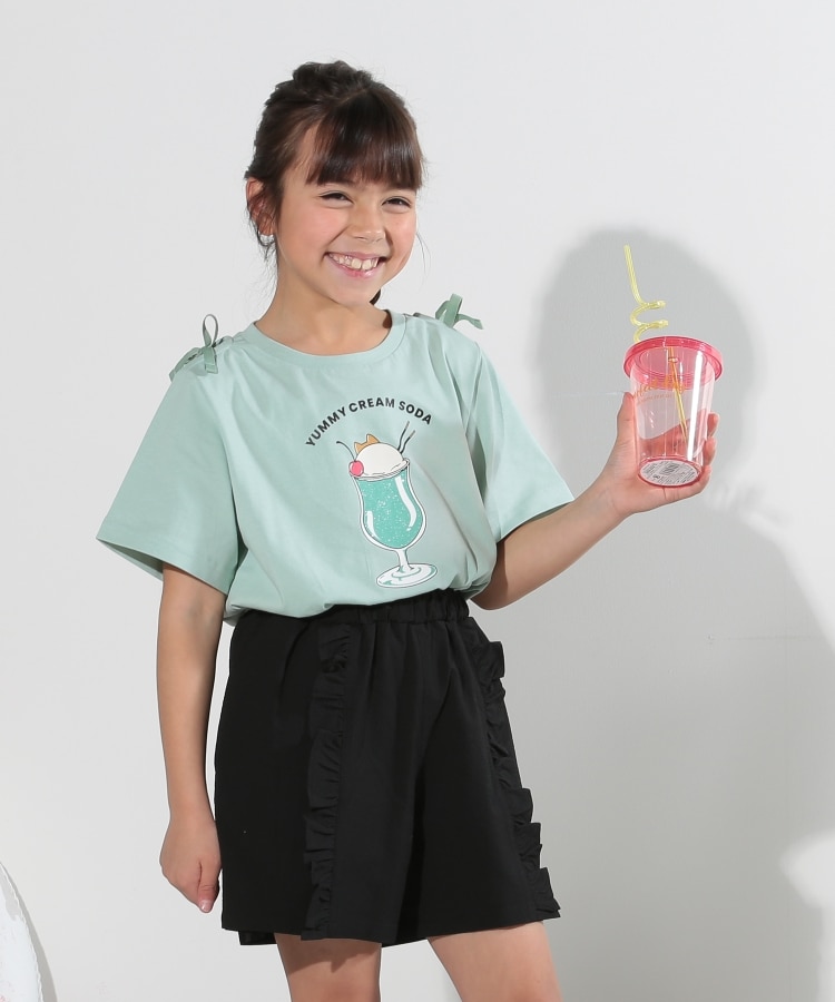 110-140cm】肩開きリボン使いTシャツ(Tシャツ) | SHOO・LA 110-140cm】肩開きリボン使いTシャツ(Tシャツ) | SHOO・LA
