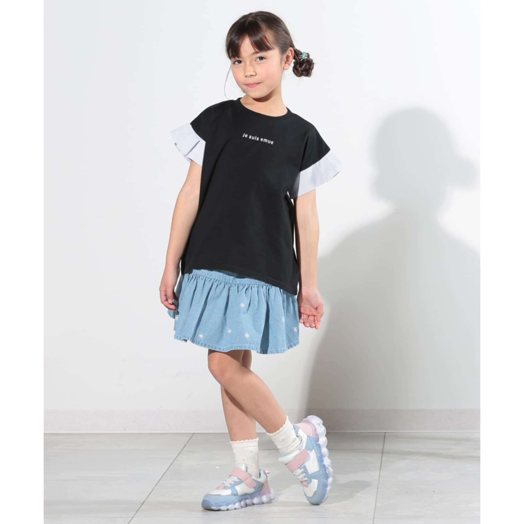 シューラルー /キッズ(SHOO・LA・RUE/Kids)の【110-140cm】袖ストライプ使いデザインTシャツ3
