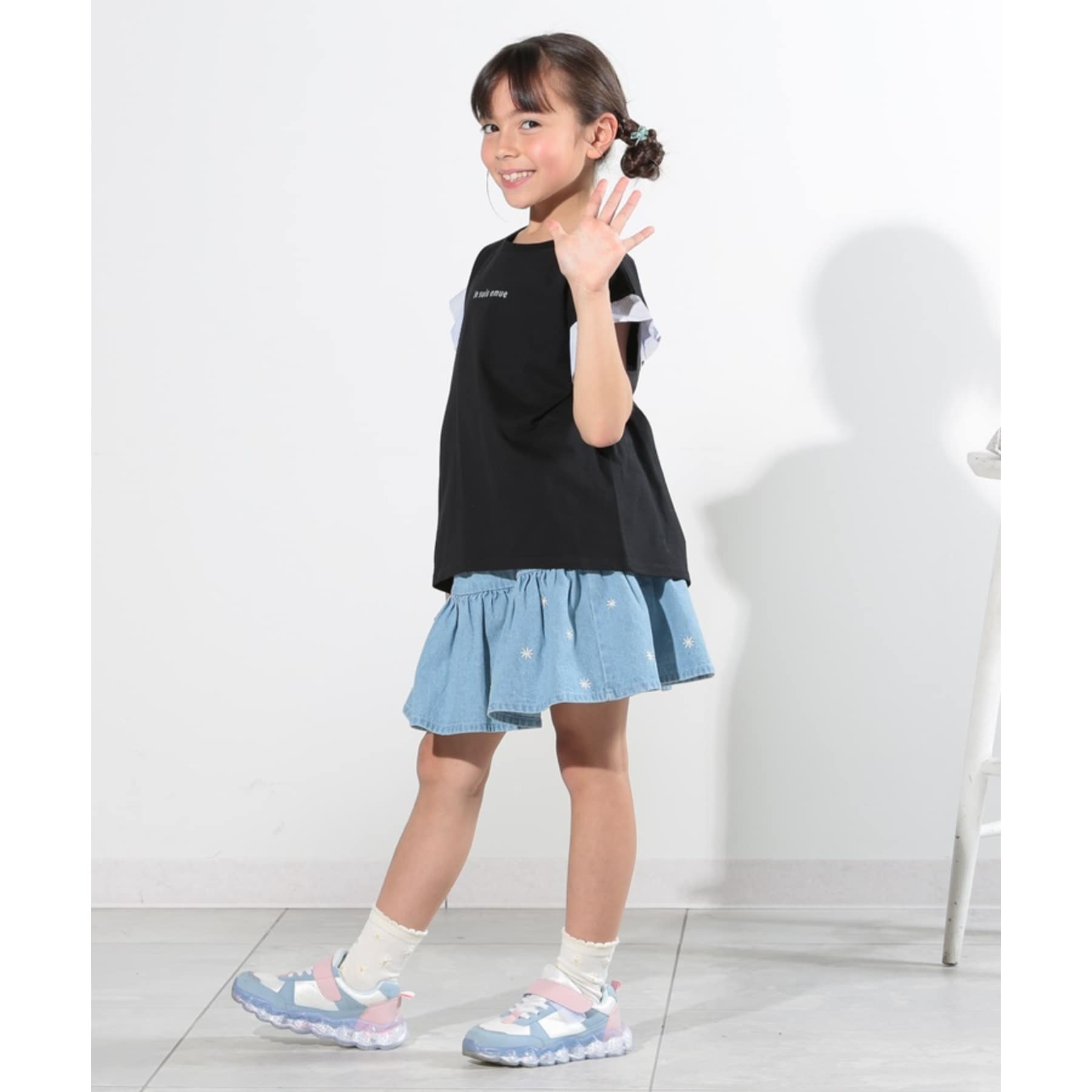 シューラルー /キッズ(SHOO・LA・RUE/Kids)の【110-140cm】袖ストライプ使いデザインTシャツ4