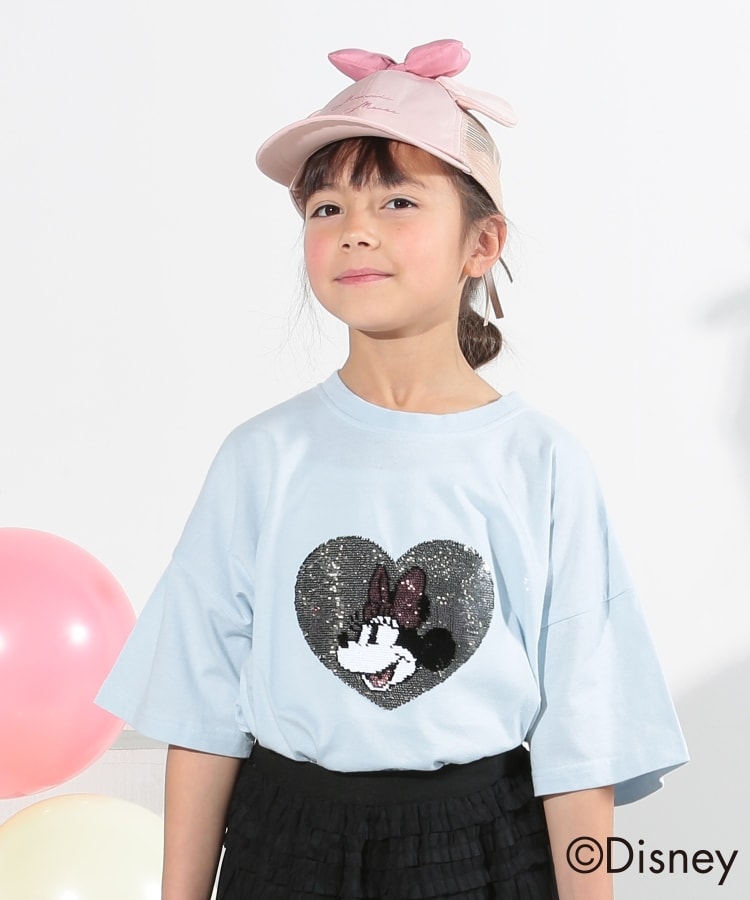 シューラルー /キッズ(SHOO・LA・RUE/Kids)の【DISNEY】スパンコール刺繍Tシャツ サックスブルー(090)