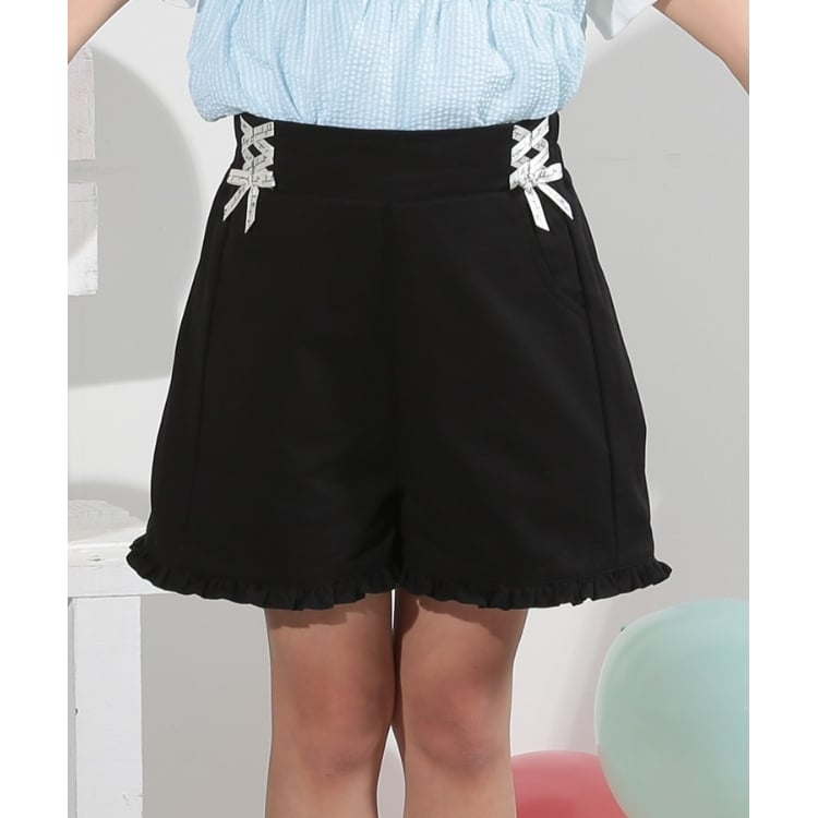 シューラルー /キッズ(SHOO・LA・RUE/Kids)の裾フリルレースアップショートパンツ ショートパンツ