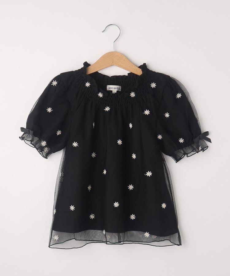 シューラルー /キッズ(SHOO・LA・RUE/Kids)の【110-140cm】お花刺繍チュールブラウス ブラック(019)