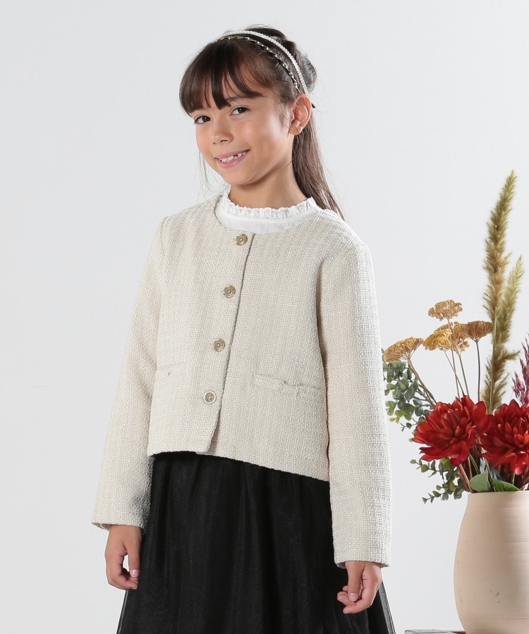 100-140cm/プチセレ】ツイードジャケット(ノーカラージャケット 100-140cm/プチセレ】ツイードジャケット(ノーカラージャケット