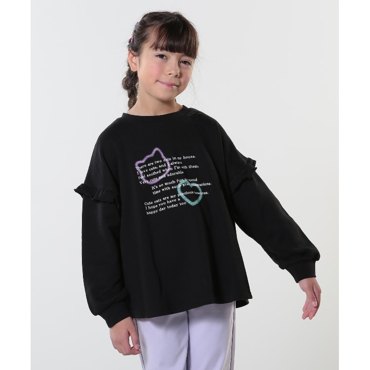 シューラルー /キッズ(SHOO・LA・RUE/Kids)の【130-150cm/洗える/姉妹リンク可】お袖フリルがアクセント アソートプリントスウェット スウェット・トレーナー