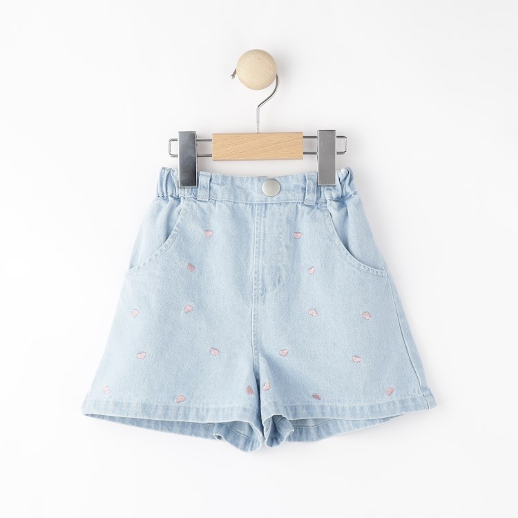 シューラルー /キッズ(SHOO・LA・RUE/Kids)の【100-150cm/洗える/姉妹リンクにも】ハート刺繍にキュンとする　デニムショートパンツ フルレングスパンツ