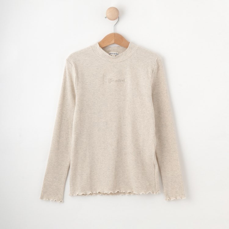シューラルー /キッズ(SHOO・LA・RUE/Kids)の【100-150cm】刺繍ロゴ使いリブロンT カットソー