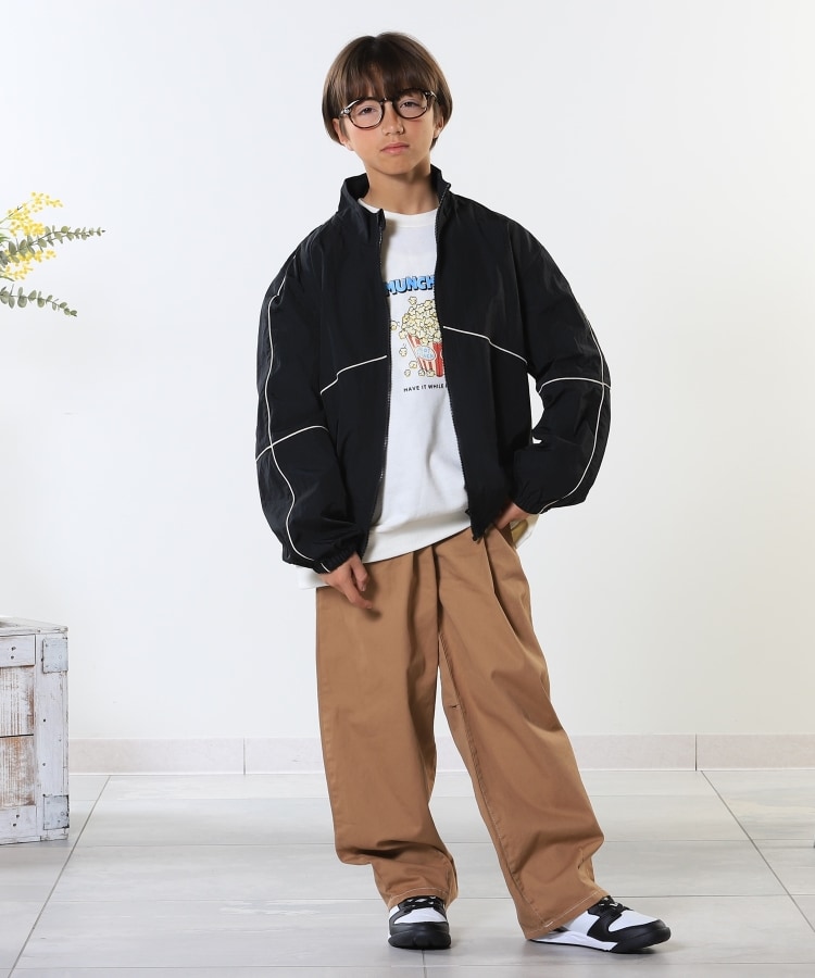100-150cm/洗える/男女兼用】スタンドカラー パイピングブルゾン 100-150cm/洗える/男女兼用】スタンドカラー パイピングブルゾン