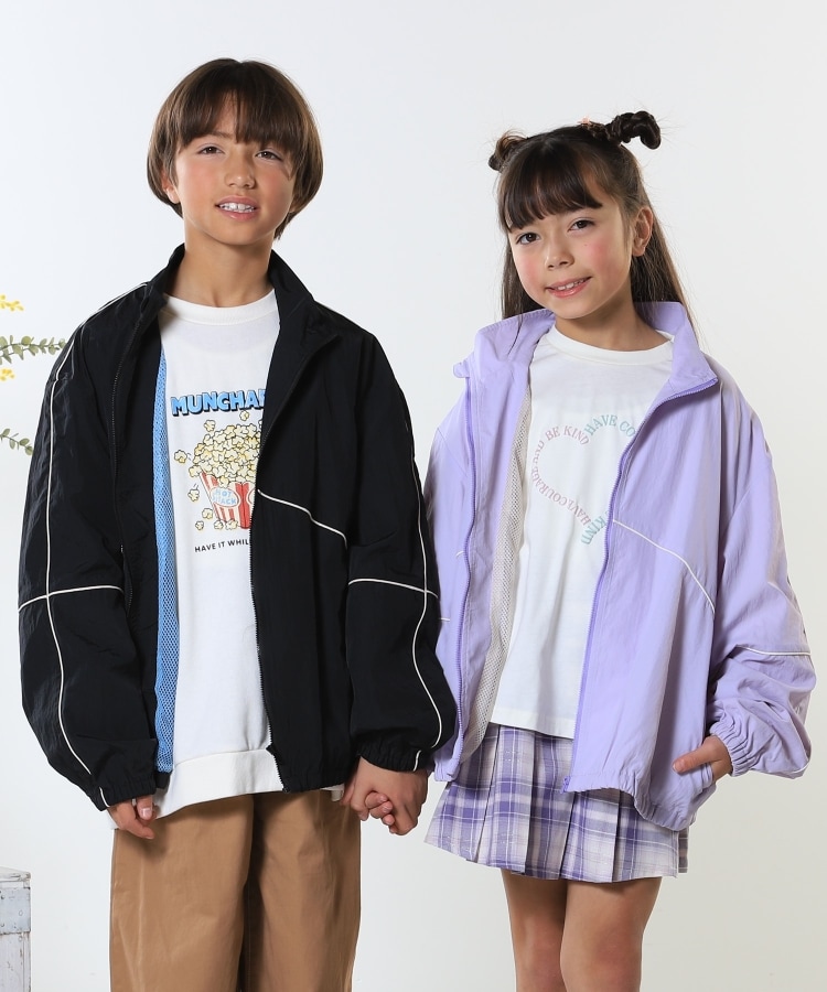 100-150cm/洗える/男女兼用】スタンドカラー パイピングブルゾン 100-150cm/洗える/男女兼用】スタンドカラー パイピングブルゾン