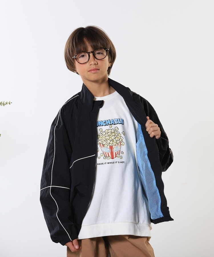 100-150cm/洗える/男女兼用】スタンドカラー パイピングブルゾン 100-150cm/洗える/男女兼用】スタンドカラー パイピングブルゾン