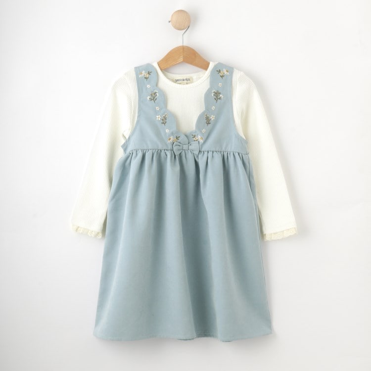 シューラルー /キッズ(SHOO・LA・RUE/Kids)の【洗える/100-120cm】着るだけでコーデが決まる スカラップ花刺繍ワンピース ミニワンピース