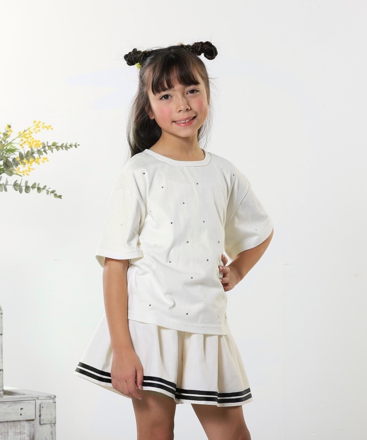 シューラルー /キッズ(SHOO・LA・RUE/Kids)の【100-150cm】キラキラワイドTシャツ アイボリー(004)