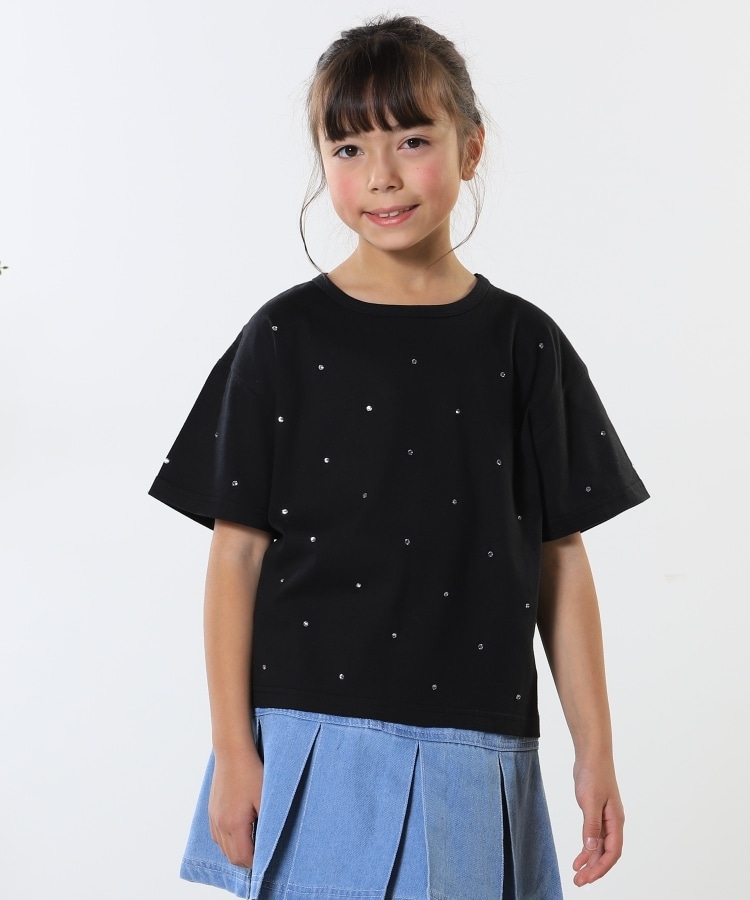 シューラルー /キッズ(SHOO・LA・RUE/Kids)の【100-150cm】キラキラワイドTシャツ ブラック(019)