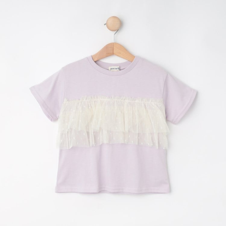 シューラルー /キッズ(SHOO・LA・RUE/Kids)の【100-120cm】チュールドッキングTシャツ Ｔシャツ