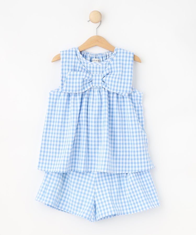 シューラルー /キッズ(SHOO・LA・RUE/Kids)の【100-150cm】着るだけでコーデが決まる ギンガムチェックセットアップ ブルー(291)