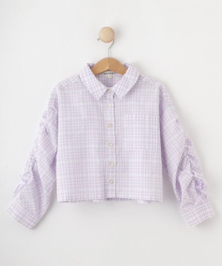 シューラルー /キッズ(SHOO・LA・RUE/Kids)の【洗える/100-150cm】お袖リボンがアクセント クロップド丈 チェックシャツ1