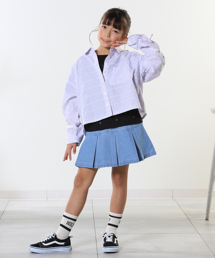 洗える/100-150cm】お袖リボンがアクセント クロップド丈 洗える/100-150cm】お袖リボンがアクセント クロップド丈