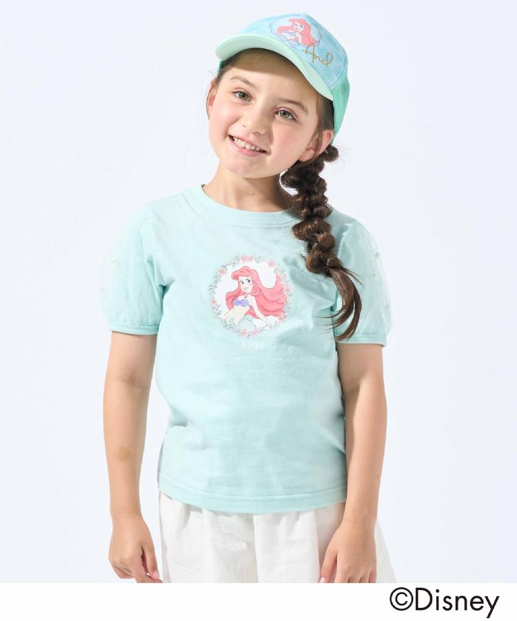 シューラルー /キッズ(SHOO・LA・RUE/Kids)の【DISNEY】プリンセス袖チュールTシャツ ミントグリーン(021)