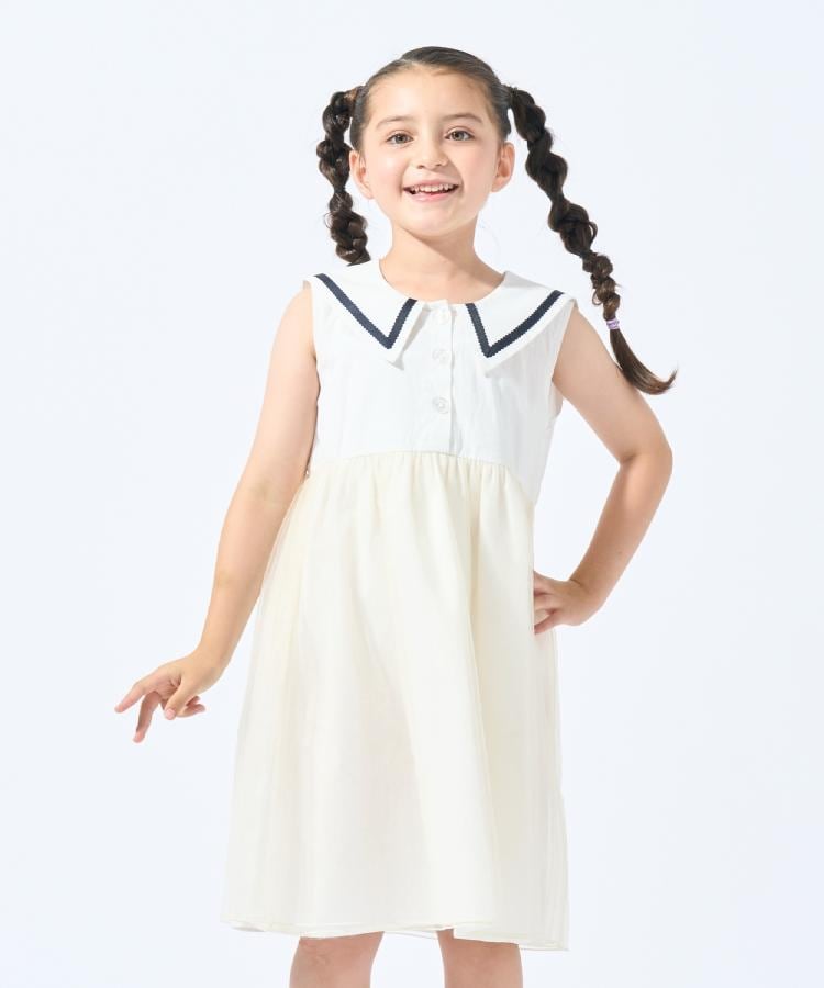 シューラルー /キッズ(SHOO・LA・RUE/Kids)の【100-150cm】セーラーカラーチュール使いワンピース