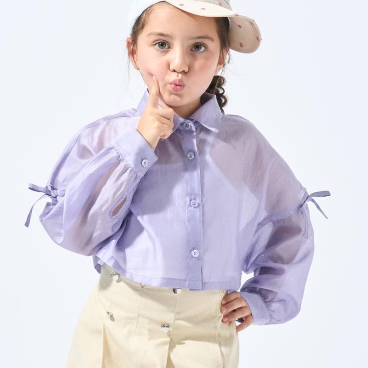 シューラルー /キッズ(SHOO・LA・RUE/Kids)の【130-150cm】クロップドシアーシャツ シャツ・ブラウス