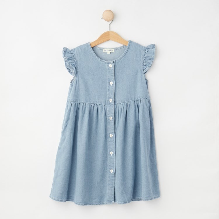 シューラルー /キッズ(SHOO・LA・RUE/Kids)の【100-150cm/ひんやり】ハートボタンデニムワンピース マキシ・ロングワンピース